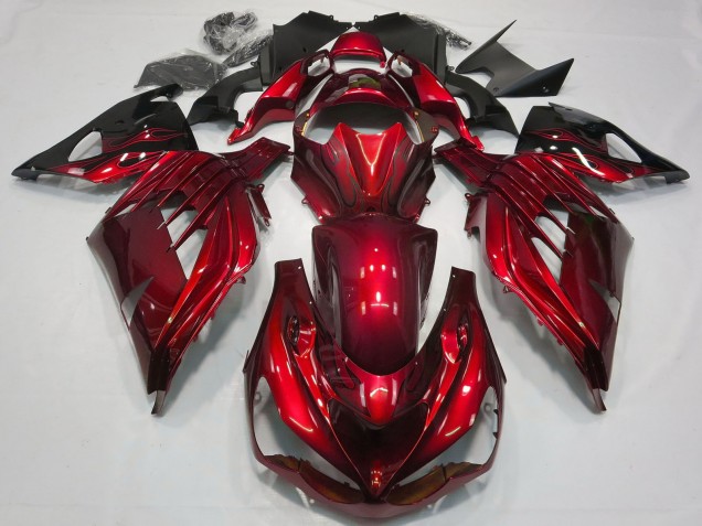 2012-2024 Kawasaki ZX14R ZZR1400 Motorcycle Fairing - Red Glossy Black Canada Websites