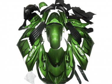 2006-2011 Kawasaki ZX14R Motorcycle Fairings - Green Black Flame Canada Websites