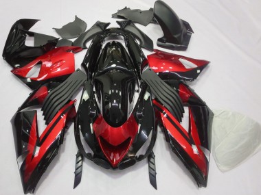 2006-2011 Kawasaki ZX14R Motorcycle Fairings - Red Glossy Black Stripe Canada Websites