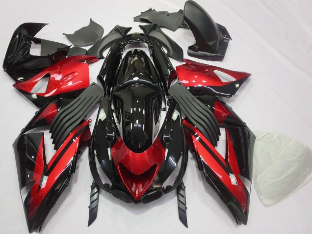 2006-2011 Kawasaki ZX14R Motorcycle Fairings - Red Glossy Black Stripe Canada Websites