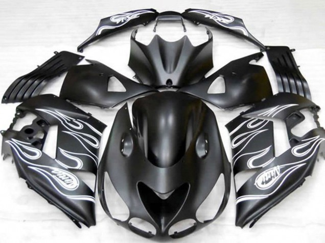2006-2011 Kawasaki ZX14R Motorcycle Fairings - Matte Black Silver Flame Canada Websites