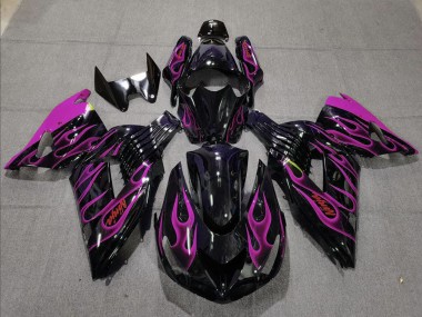 2006-2011 Kawasaki ZX14R Motorcycle Fairing - Glossy Black Purple Flame Canada Websites