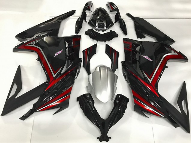 2013-2024 Kawasaki Ninja 300 Motorcycle Fairings - Glossy Black Red Canada Websites