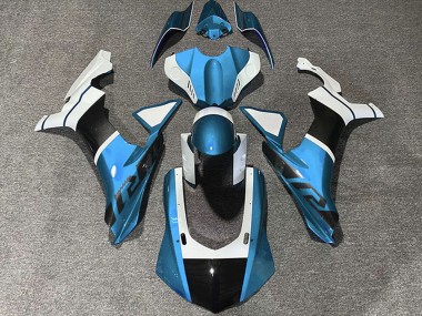 2015-2019 Yamaha R1 Motorcycle Fairings - Light Blue White Carbon Fiber Accents Canada Websites