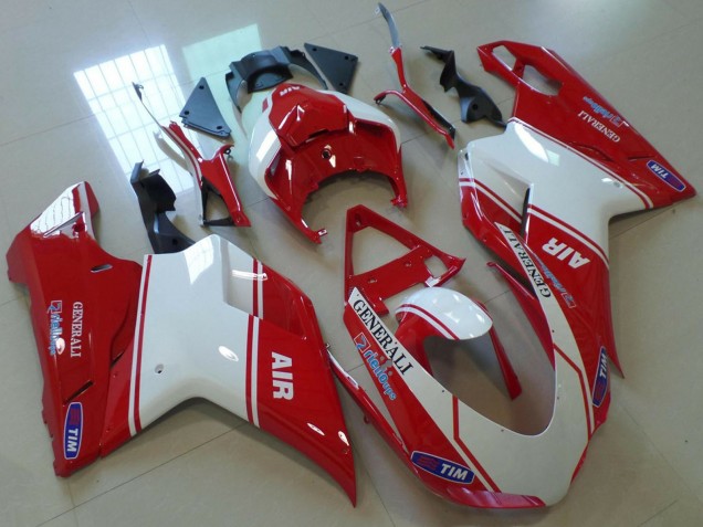 2007-2014 Ducati 848 1098 1198 Motorcycle Fairings - Red White Air Generali Tim Canada Websites