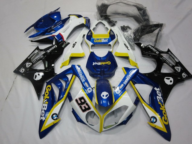 2009-2014 BMW S1000RR Motorcycle Fairings - White Yellow Blue Glossy Black GoldBet 93 Canada Websites