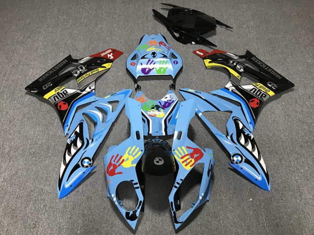 2009-2014 BMW S1000RR Motorcycle Fairings - Light Blue Black Shark Hands Canada Websites