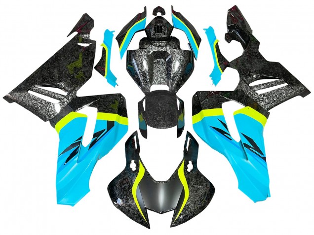 2020-2023 Honda CBR1000RR-R Motorcycle Fairings - Light Blue Yellow Black Forged Carbon Fiber Canada Websites
