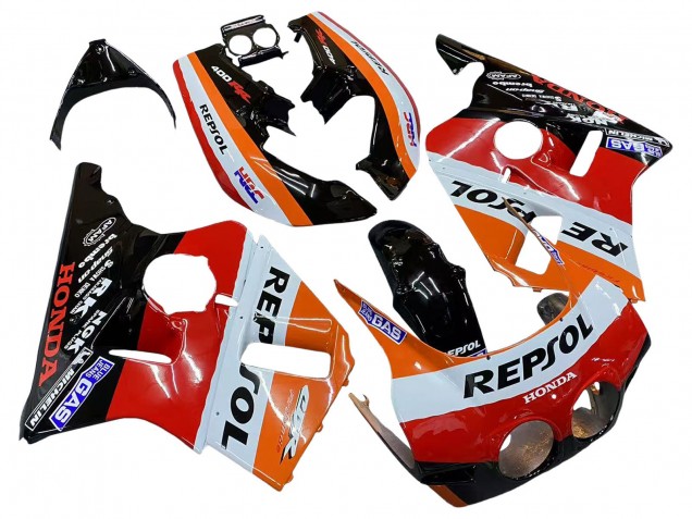 1987-1989 Honda CBR400RR NC23 Motorcycle Fairings - Orange White Red Glossy Black Repsol HRC Canada Websites