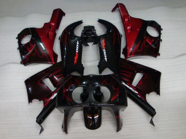 1990-1999 Honda CBR400RR NC29 Motorcycle Fairings - Glossy Black Red Flame Canada Websites