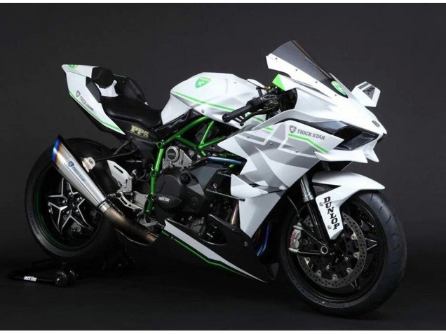 2015-2022 Kawasaki Ninja H2 Motorcycle Fairings - White Silver Green Canada Websites