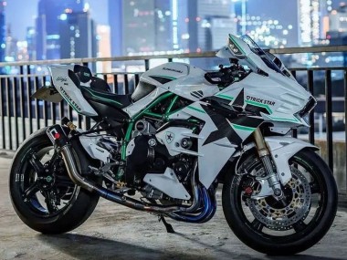 2015-2022 Kawasaki Ninja H2 Motorcycle Fairings - White with Green Lines Canada Websites