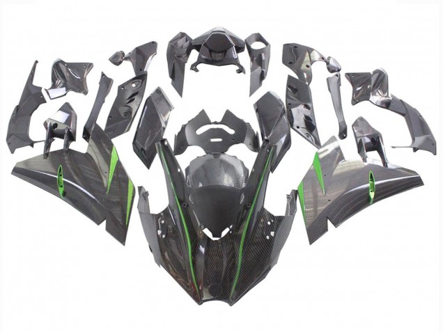 2015-2022 Kawasaki Ninja H2 Motorcycle Fairings - Black Carbon Fiber Green Canada Websites