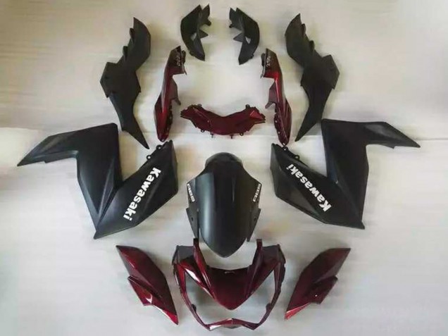 2015-2016 Kawasaki Z250/Z300 Motorcycle Fairings - Matte Black Maroon Red Canada Websites