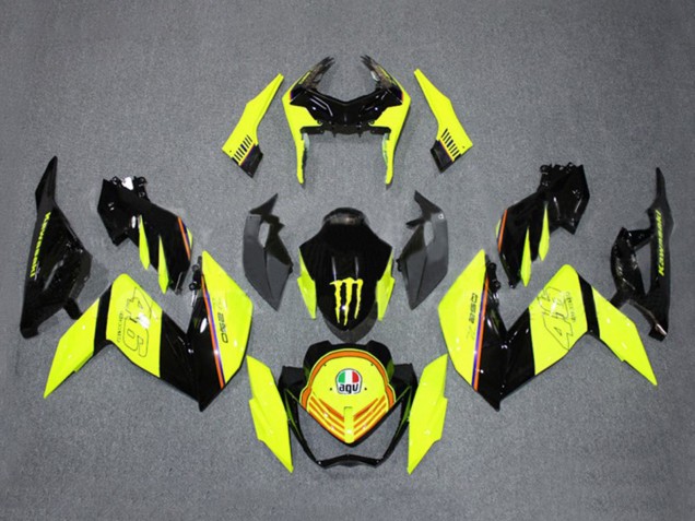 2015-2016 Kawasaki Z250/Z300 Motorcycle Fairings - Yellow Glossy Black Monster Canada Websites