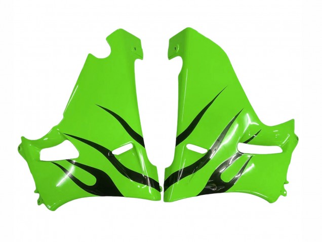 1998-2003 Kawasaki ZZR600 Motorcycle Fairings - Green Glossy Black Flame Canada Websites