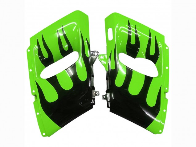1998-2003 Kawasaki ZZR600 Motorcycle Fairings - Green Glossy Black Flame Canada Websites