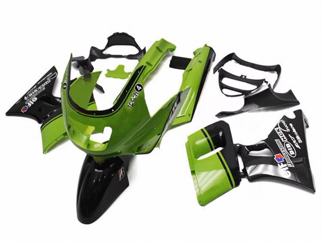 1993-2007 Kawasaki ZZR400 Motorcycle Fairings - Green Glossy Black Elf Touch4 Bridgestone Canada Websites