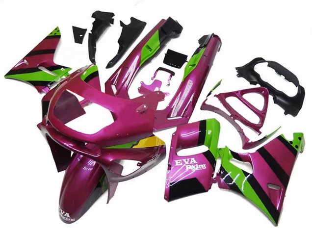 1998-2003 Kawasaki ZZR600 Motorcycle Fairings - Deep Pink Green EVA Racing Canada Websites