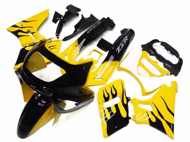 1998-2003 Kawasaki ZZR600 Motorcycle Fairings - Yellow Black Flame Canada Websites