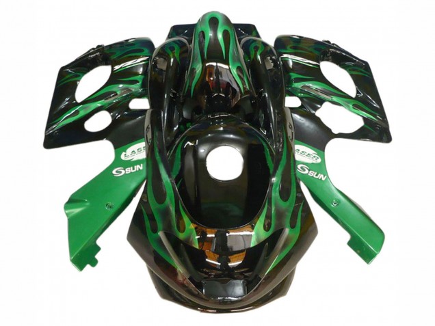 1996-2007 Yamaha YZF600R Thundercat Motorcycle Fairings - Black with Dark Green Flame Canada Websites