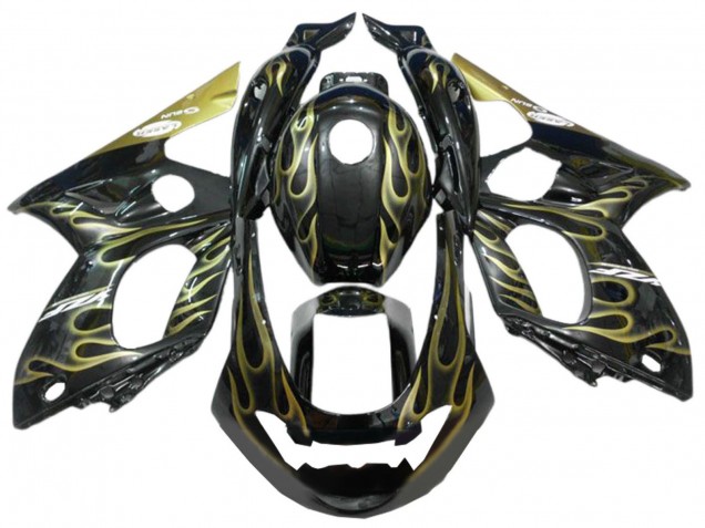 1996-2007 Yamaha YZF600R Thundercat Motorcycle Fairings - Black with Gold Flame Canada Websites