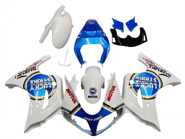 2003-2013 Suzuki SV650 Motorcycle Fairings - White Blue Lucky Strike Motul Canada Websites