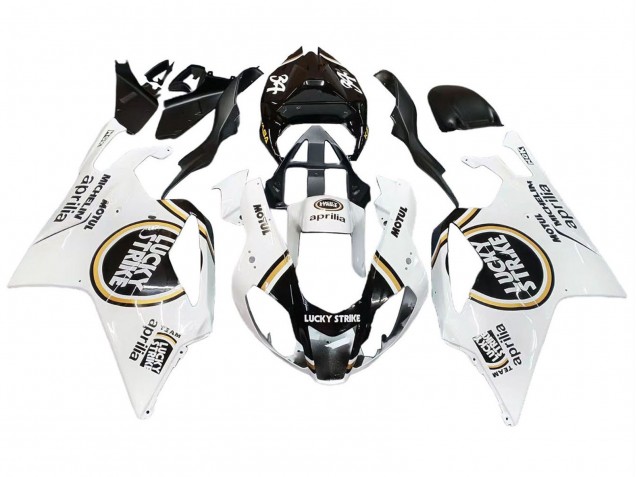 2003-2006 Aprilia RSV1000 Motorcycle Fairings - White Black Lucky Strike Motul Michelin Canada Websites