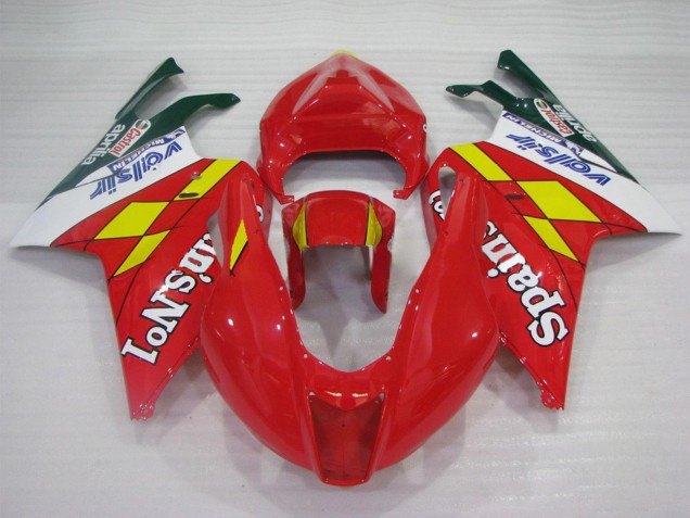2003-2006 Aprilia RSV1000 Motorcycle Fairings - Red Yellow White Spains No1 Valsir Castrol Canada Websites