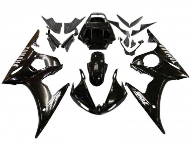 2003-2004 Yamaha YZF R6 Motorcycle Fairings - Glossy Black White Decals Canada Websites