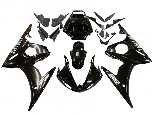 2003-2004 Yamaha YZF R6 Motorcycle Fairings - Glossy Black White Decals Canada Websites