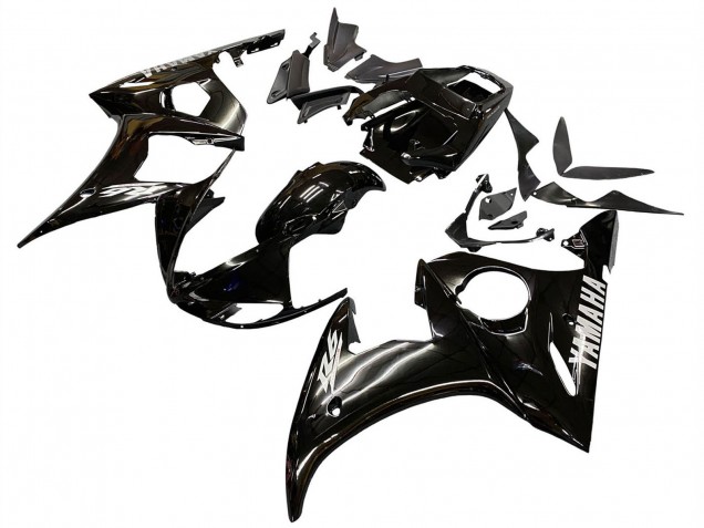 2006-2009 Yamaha YZF R6S Motorcycle Fairings - Glossy Black White Decals Canada Websites