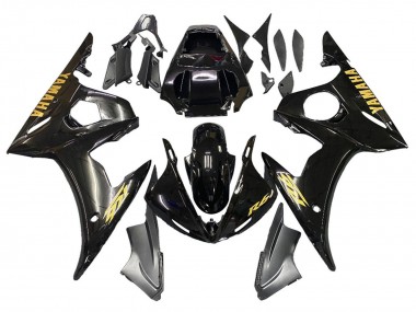 2006-2009 Yamaha YZF R6S Motorcycle Fairings - Glossy Black Gold Decals Canada Websites