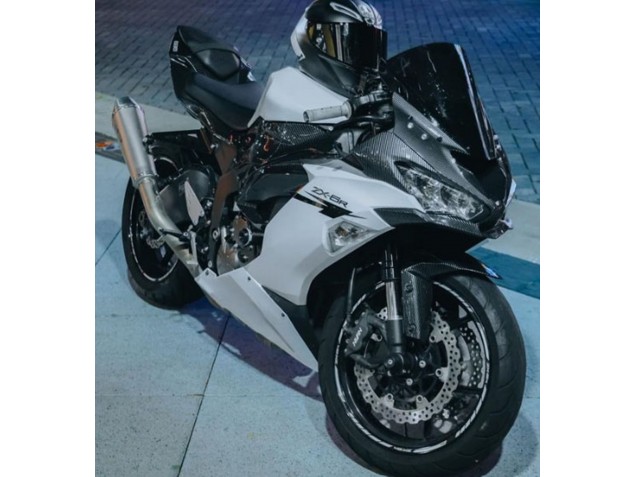 2019-2022 Kawasaki ZX6R Motorcycle Fairings - White Black Carbon Fiber Canada Websites
