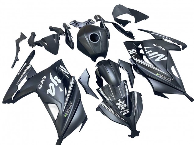 2013-2024 Kawasaki EX300 Motorcycle Fairings - Matte Black White Elf Snow Canada Websites