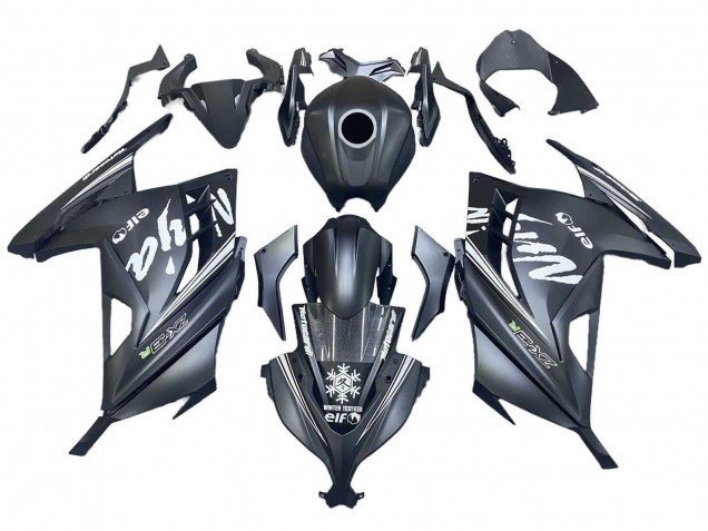 2013-2024 Kawasaki EX300 Motorcycle Fairings - Matte Black White Elf Snow Canada Websites