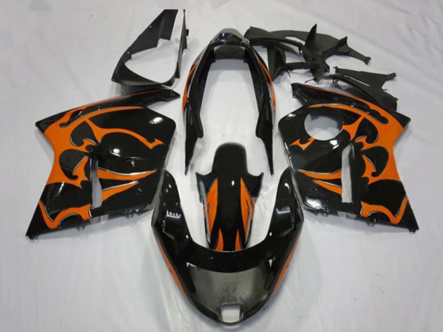 1996-2007 Honda CBR1100XX Blackbird Motorcycle Fairings - Glossy Black Orange Flame Canada Websites