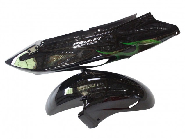 1996-2007 Honda CBR1100XX Blackbird Motorcycle Fairing - Glossy Black Green Flame Canada Websites