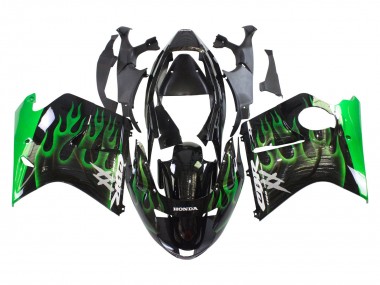 1996-2007 Honda CBR1100XX Blackbird Motorcycle Fairing - Glossy Black Green Flame Canada Websites