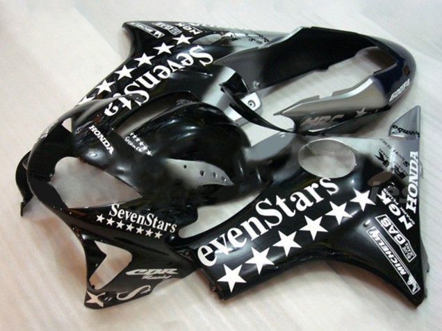 1999-2000 Honda CBR600 F4 Motorcycle Fairings - Glossy Black White SevenStars Canada Websites