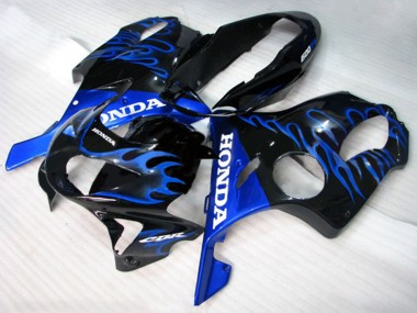 1999-2000 Honda CBR600 F4 Motorcycle Fairings - Glossy Black Blue Flame Canada Websites