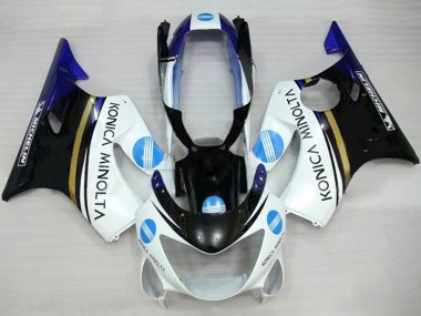 1999-2000 Honda CBR600 F4 Motorcycle Fairings - White Blue Glossy Black Konica Minolta Canada Websites