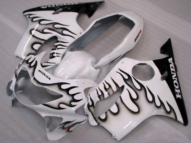 1999-2000 Honda CBR600 F4 Motorcycle Fairings - White Glossy Black Flame Canada Websites