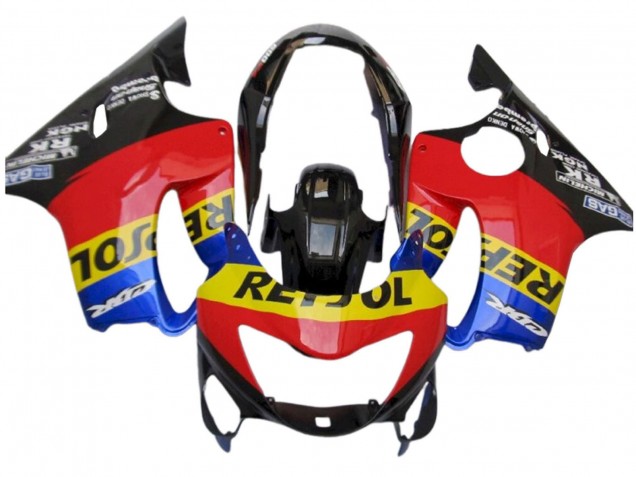 1999-2000 Honda CBR600 F4 Motorcycle Fairings - Red Yellow Blue Glossy Black Repsol Canada Websites