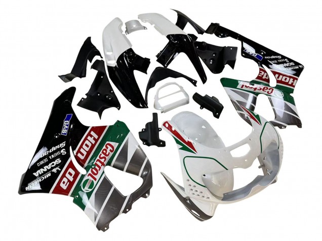 1996-1997 Honda CBR900RR 893 Motorcycle Fairings - White Green Grey Glossy Black Castrol Canada Websites