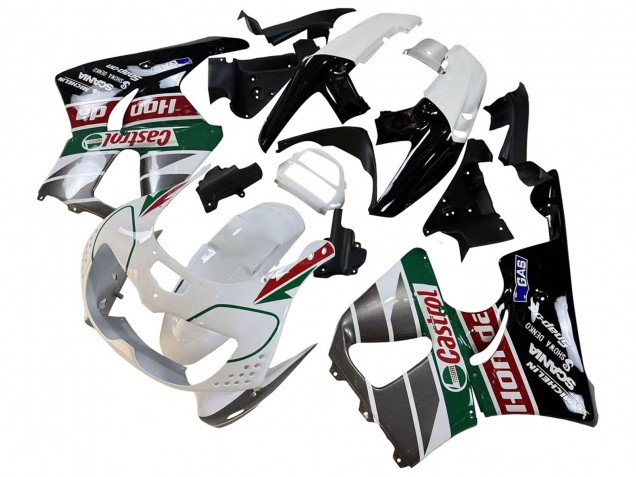 1996-1997 Honda CBR900RR 893 Motorcycle Fairings - White Green Grey Glossy Black Castrol Canada Websites