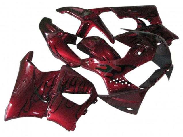 1998-1999 Honda CBR900RR 919 Motorcycle Fairings - Dark Red with Black Flame Canada Websites