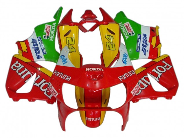 1998-1999 Honda CBR900RR 919 Motorcycle Fairings - Red Yellow Green White Fortuna Castrol Canada Websites