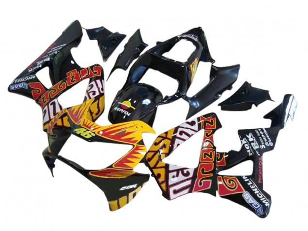 2000-2001 Honda CBR900RR 929 Motorcycle Fairings - Glossy Black Orange Repsol Rossi Canada Websites