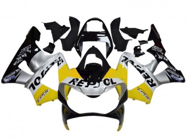 2000-2001 Honda CBR900RR 929 Motorcycle Fairings - Yellow Silver Glossy Black Repsol Canada Websites